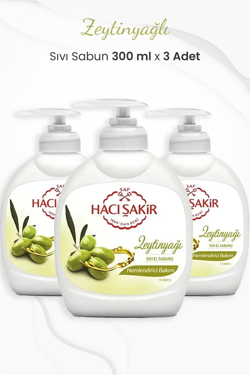 Hacı Şakir Zeytinyağlı Nemlendirici Sıvı Sabun 300 ml x 3 Adet
