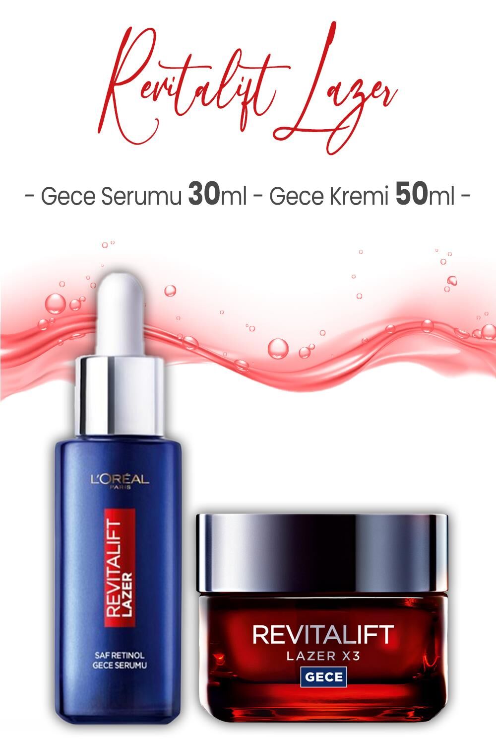 Loreal Paris Revitalift Lazer Retinol Gece Serumu 30 ml ve Gece Kremi 50 ml