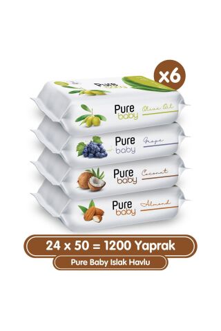 Pure Baby Meyveli Islak Havlu 24x50 (1200 YAPRAK)