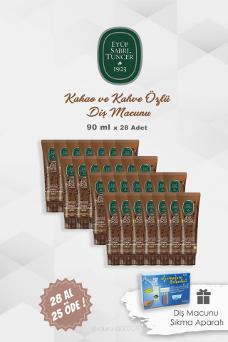 Eyüp Sabri Tuncer Diş Macunu Kahve Özlü 28 AL 25 ÖDE 90 ml, Diş Macunu Sıkma Aparatı Hediye