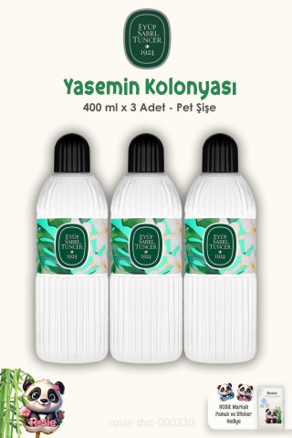 Eyüp Sabri Tuncer Yasemin Kolonyası 400 ML Pet Şişe 3 Adet ve ROSIE Pamuk 60'lı