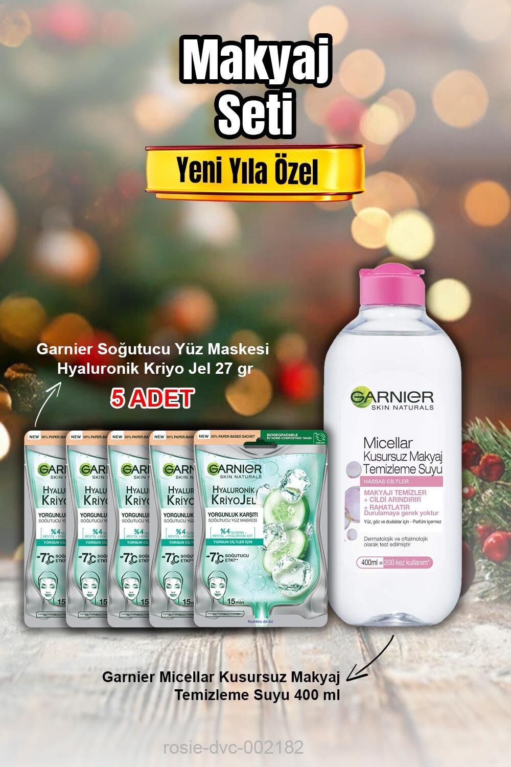 Soğutucu Yüz Maskesi Hyaluronik Kriyo Jel X 5 ve Micellar Makyaj Temizleme Suyu
