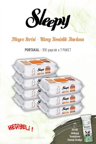 Sleepy 7 paket Portakal Yüzey Temizlik Havlusu 100 yaprak ve ROSIE