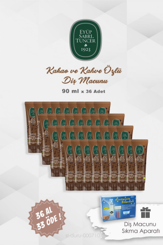 36 AL 33 ÖDE Eyüp Sabri Tuncer Diş Macunu Kakao Özlü 90 ml, Diş Macunu Sıkma Aparatı 5 li