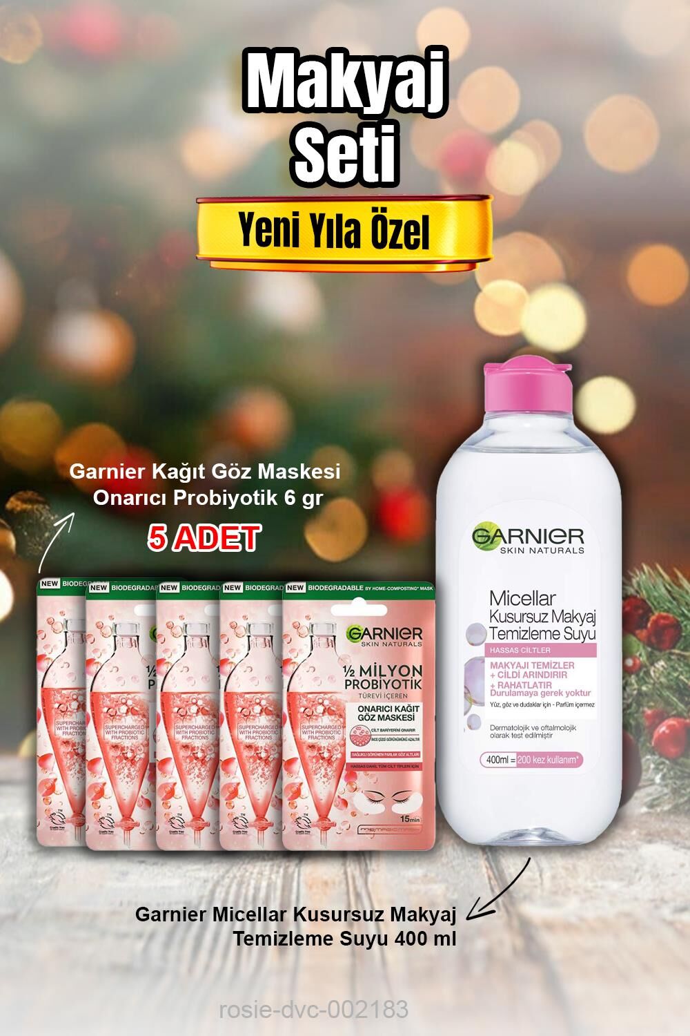 Garnier Onarıcı Probiyotik Göz Maskesi X 5 ve Micellar Makyaj Temizleme Suyu