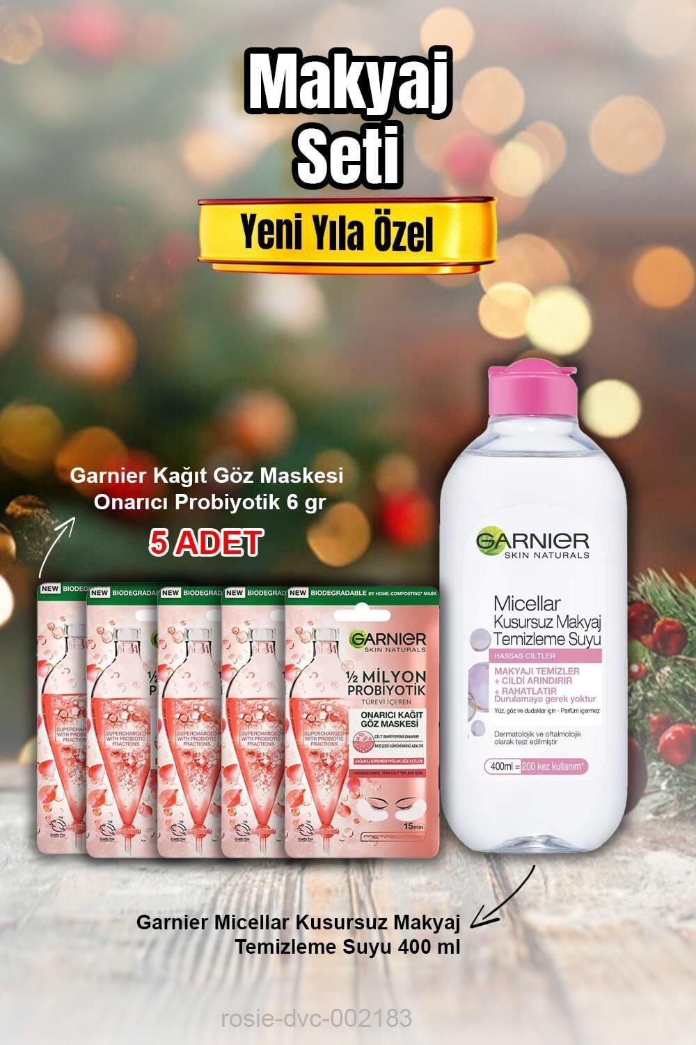 Garnier Onarıcı Probiyotik Göz Maskesi X 5 ve Micellar Makyaj Temizleme Suyu