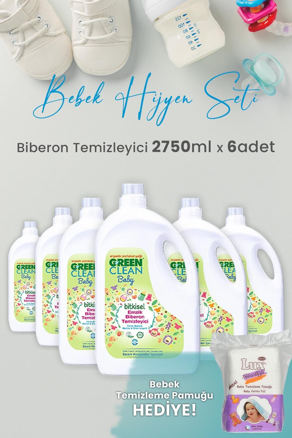 Green Clean Baby Likit Biberon Temizleyici 2750 ml x 6 Adet ve Hediyeli