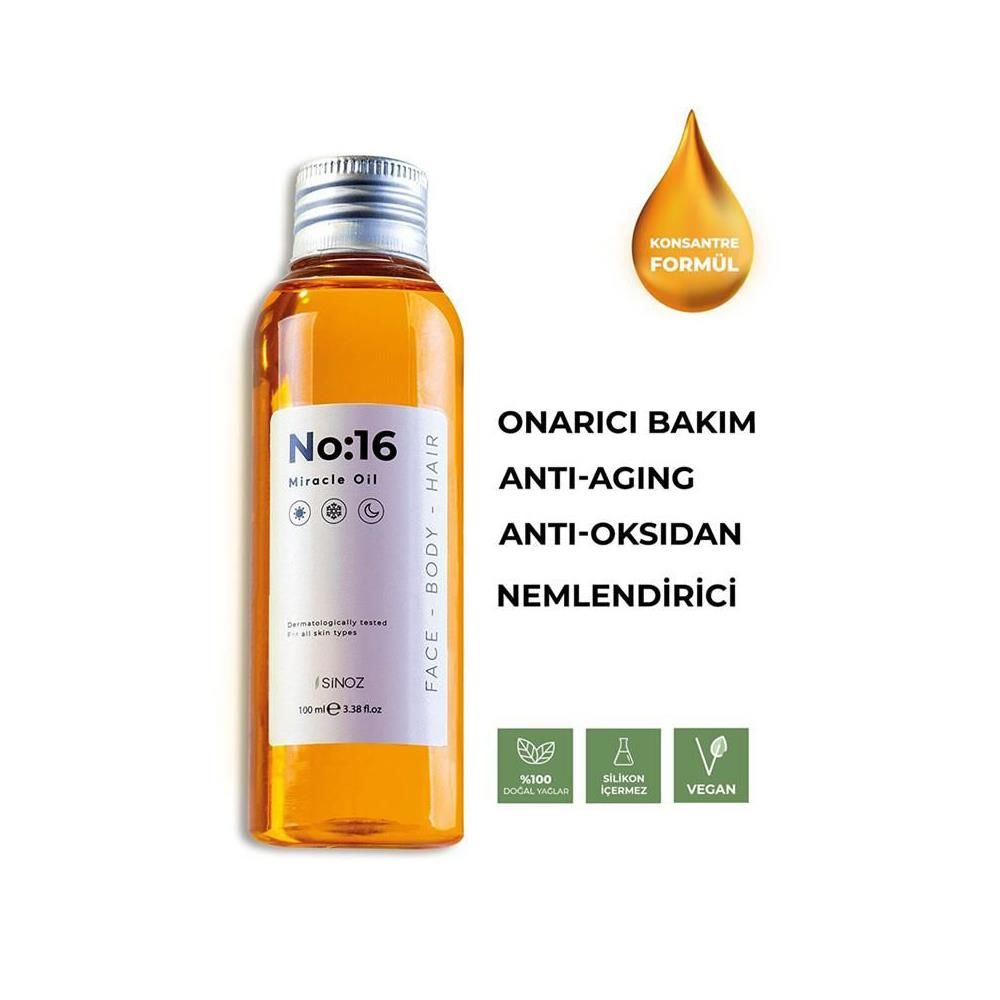 Sinoz No:16 Nemlendirici ve Işıltı Verici Mucizevi Bakım Yağı 100 ML