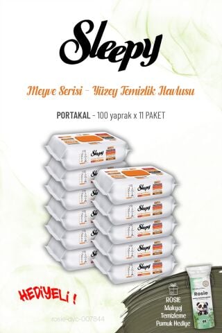 Sleepy Portakal 100 yaprak x 11 paket Yüzey Temizlik Havlusu ve ROSIE