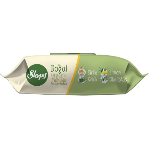 Sleepy Doğal Organik Pamuklu Islak Havlu 50'li