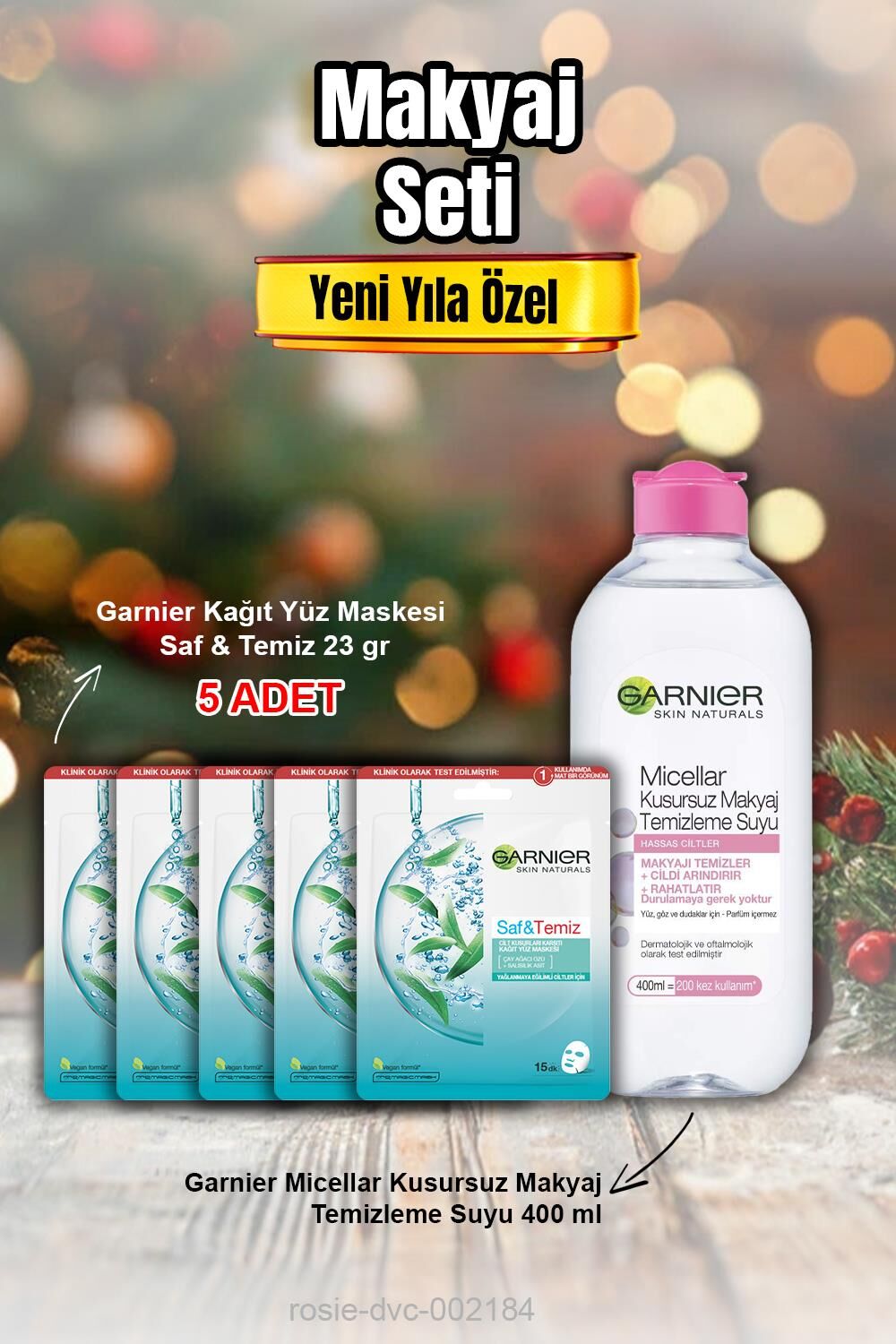 Garnier Kağıt Yüz Maskesi Saf & Temiz X 5 ve Micellar Makyaj Temizleme Suyu