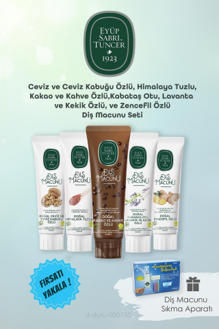 Eyüp Sabri Tuncer Diş Macunu Seti 5' li ve Diş Macunu Sıkma Aparatı