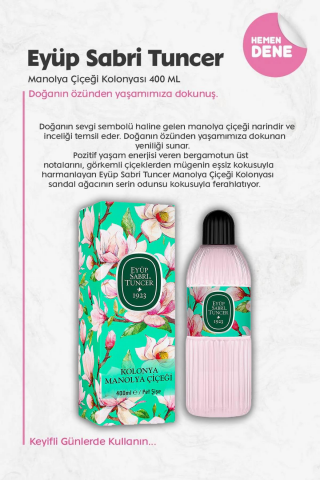 Eyüp Sabri Tuncer Manolya Çiçeği Kolonyası 3 Adet 400 ml ve ROSIE Pamuk 60'lı
