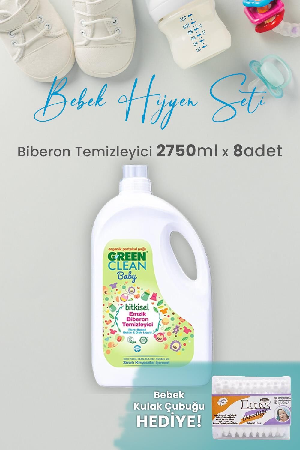 Green Clean Baby Likit Biberon Temizleyici 2750 ml x 8 Adet ve Hediyeli