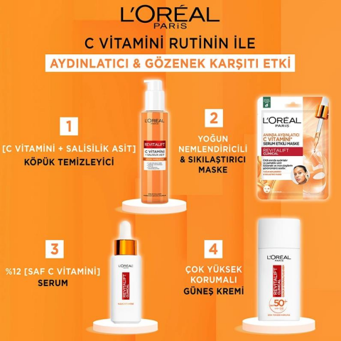 Loreal Aydınlatıcı C Vitamini Maske X 5 ve Micellar Makyaj Temizleme Suyu