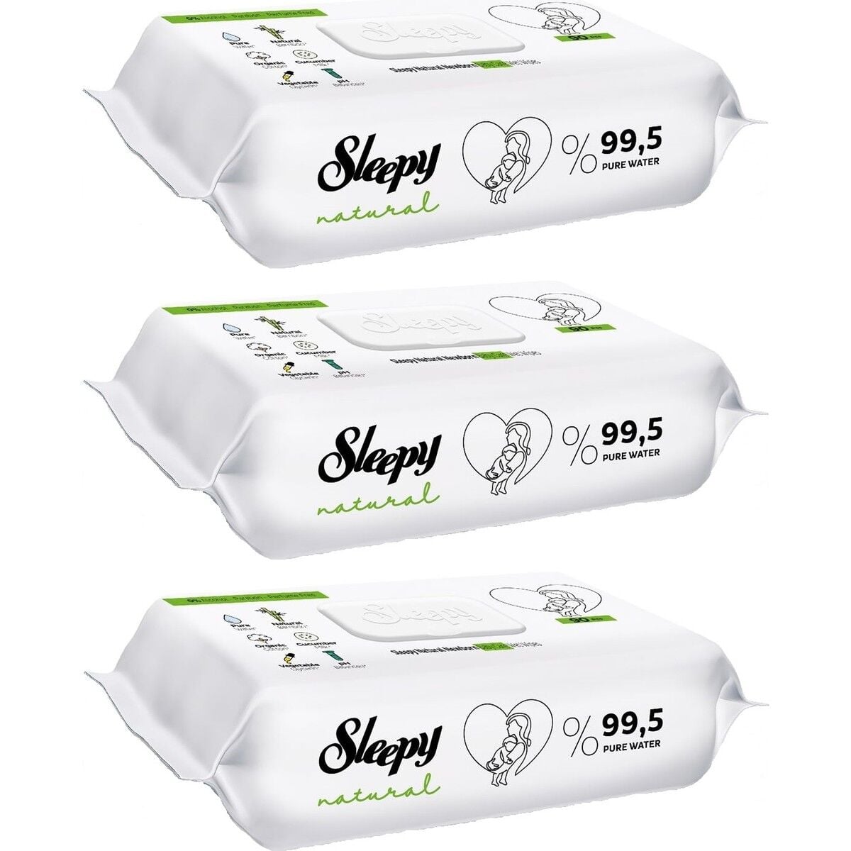Sleepy Islak Havlu Mendil Natural Yenidoğan 90x3 (270 Yaprak)