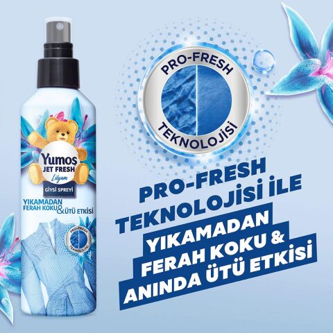 Yumoş Jet Fresh Ütü Etkisi Giysi Spreyi Lilyum 200 ml x 4