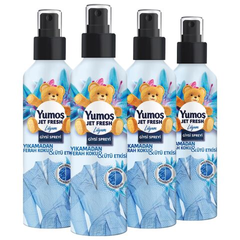 Yumoş Jet Fresh Ütü Etkisi Giysi Spreyi Lilyum 200 ml x 4