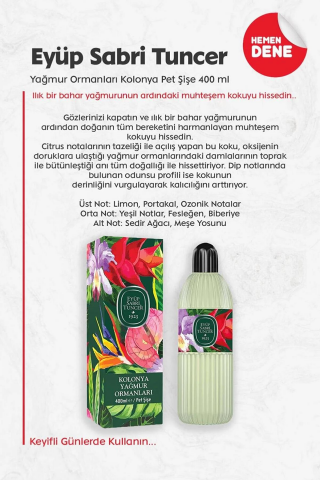 Eyüp Sabri Tuncer 3 Adet Yağmur Ormanları Kolonya Pet Şişe 400 ml ve ROSIE Pamuk