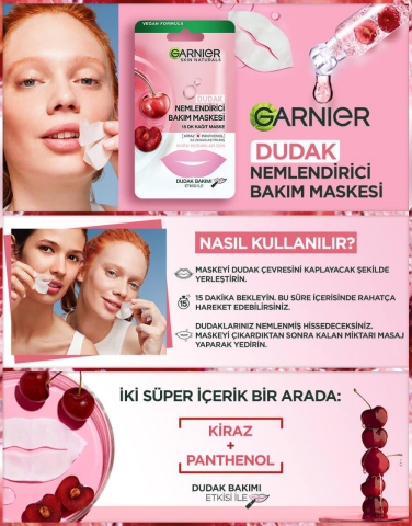 Garnier Dudak Nemlendiricisi Kağıt Maskesi X 5 ve Micellar Makyaj Temizleme Suyu