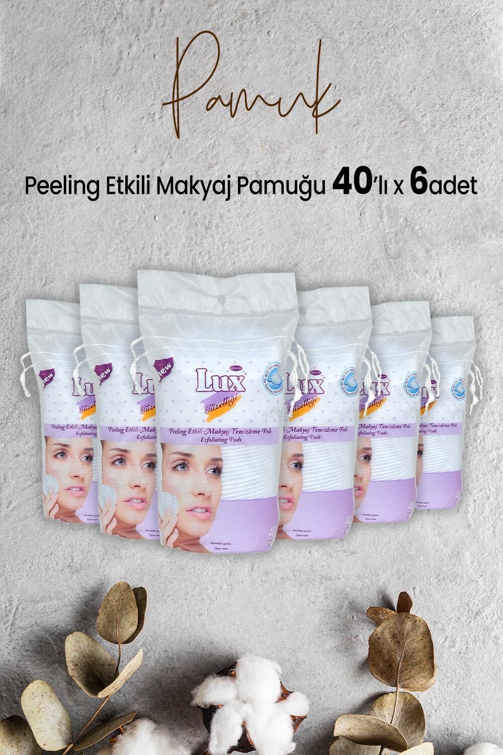 Lux Peeling Etkili Makyaj Pamuğu 40' lı x 6 Adet
