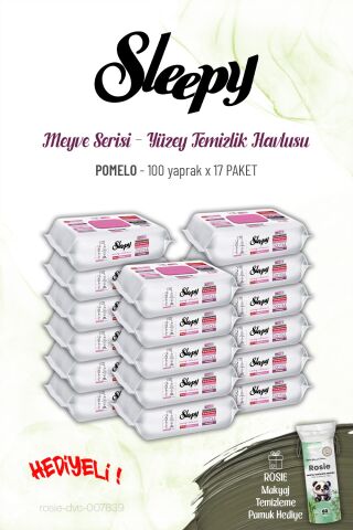 17 paket Sleepy 100 yaprak Pomelo Yüzey Temizlik Havlusu ve ROSIE