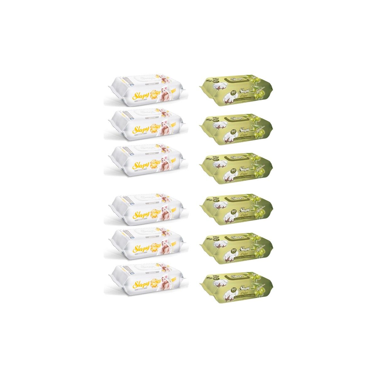 Sleepy Sensitive Islak Havlu 90'lı 6 Adet + Zeytinyağlı 90'lı 6 Adet