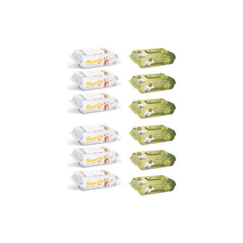 Sleepy Sensitive Islak Havlu 90'lı 6 Adet + Zeytinyağlı 90'lı 6 Adet