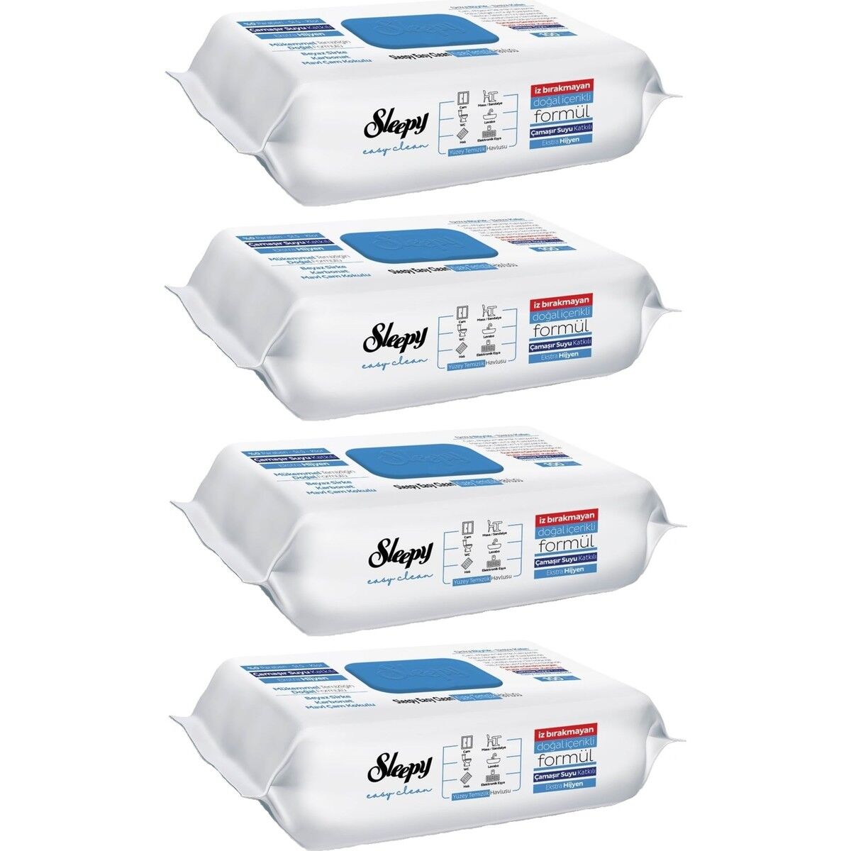 Sleepy Easy Clean Yüzey Temizlik Havlusu Çamaşır Suyu 4'lü Set 400 Yaprak