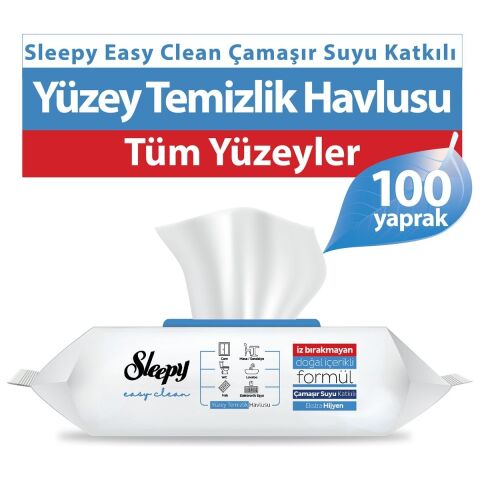 Sleepy Easy Clean Yüzey Temizlik Havlusu Çamaşır Suyu 4'lü Set 400 Yaprak