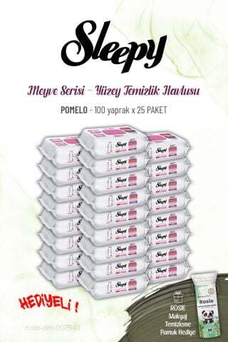25'li Sleepy 100 yaprak Pomelo Yüzey Temizlik Havlusu ve ROSIE