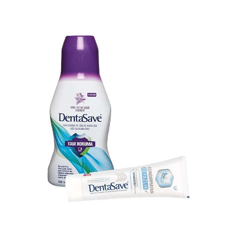 Dentasave Cistus Tam Koruma Çalkalama Suyu 300 ml ve Aşındırmayan Beyazlık 75 ml