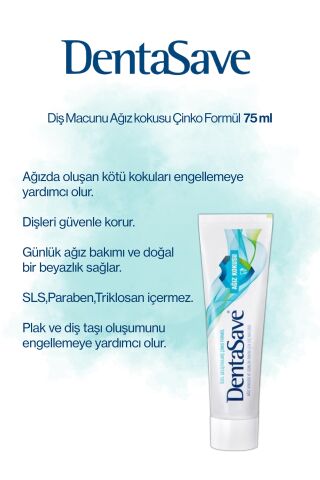 DentaSave 5 AL 4 Öde Diş Macunu Ağız Kokusu Çinko Formül 75 ml ve Rosie