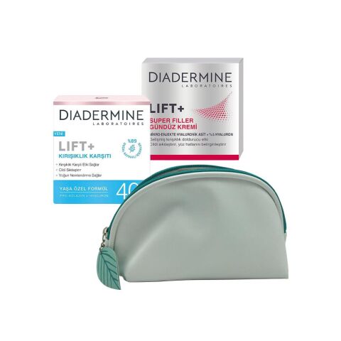 Diadermine Kırışıklık Karşıtı Krem Lift+ 40+, Super Filler Gündüz Kremi ve Diadermine Çanta Hediyeli
