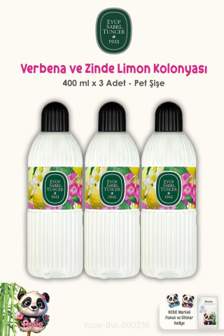 Eyüp Sabri Tuncer 3 Adet Verbena & Zinde Limon Kolonyası 400 ml ve ROSIE Pamuk