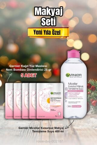 Garnier Nem Bombası Dinlendirici Maske X 5 ve Micellar Makyaj Temizleme Suyu