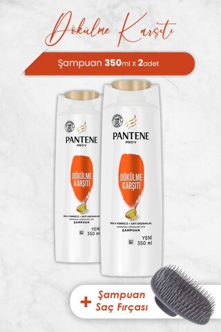 Pantene Şampuan Pro-V Dökülme Karşıtı 350 ml x 2 Adet ve Şampuan Fırçası
