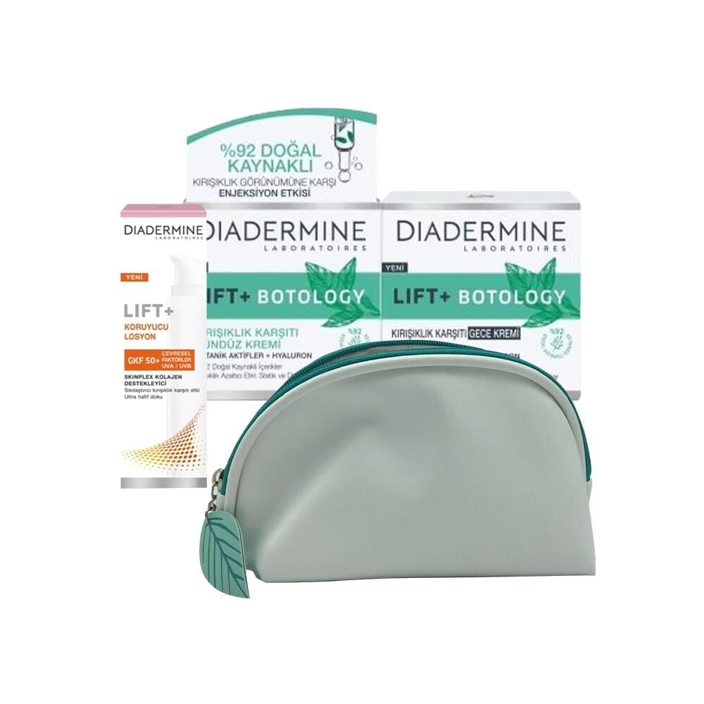 Diadermine Lift+ Kırışıklık karşıtı Koruyucu Losyon 40 ml, Lift + Botology Gündüz Kremi ve Diadermine Çanta Hediyeli