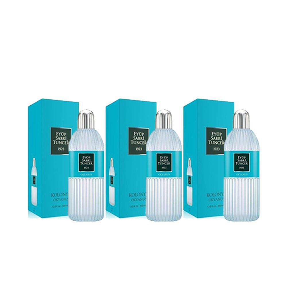 Düvenci Toptan Eyüp Sabri Tuncer Okyanus Kolonyası 400 ml Silindir Cam Şişe 3' lü Set