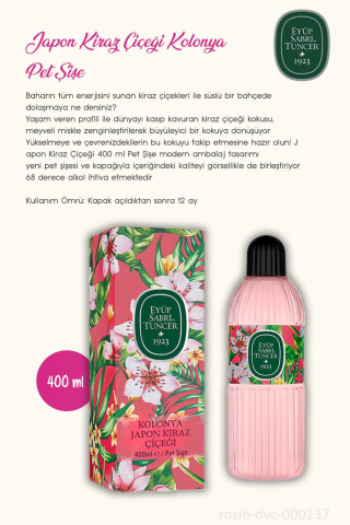 Eyüp Sabri Tuncer Japon Kiraz Çiçeği Kolonyası Pet Şişe 3'lü 400 ml ve ROSIE Pamuk