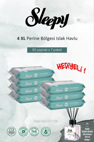 Sleepy 7 paket x 50'li (350 yaprak) Perine Bölgesi Vücut Havlusu ve ROSIE