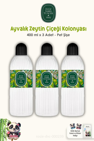 Eyüp Sabri Tuncer Ayvalık Zeytin Çiçeği Kolonyası 400 ml 3 Adet  ve 60'lı ROSIE
