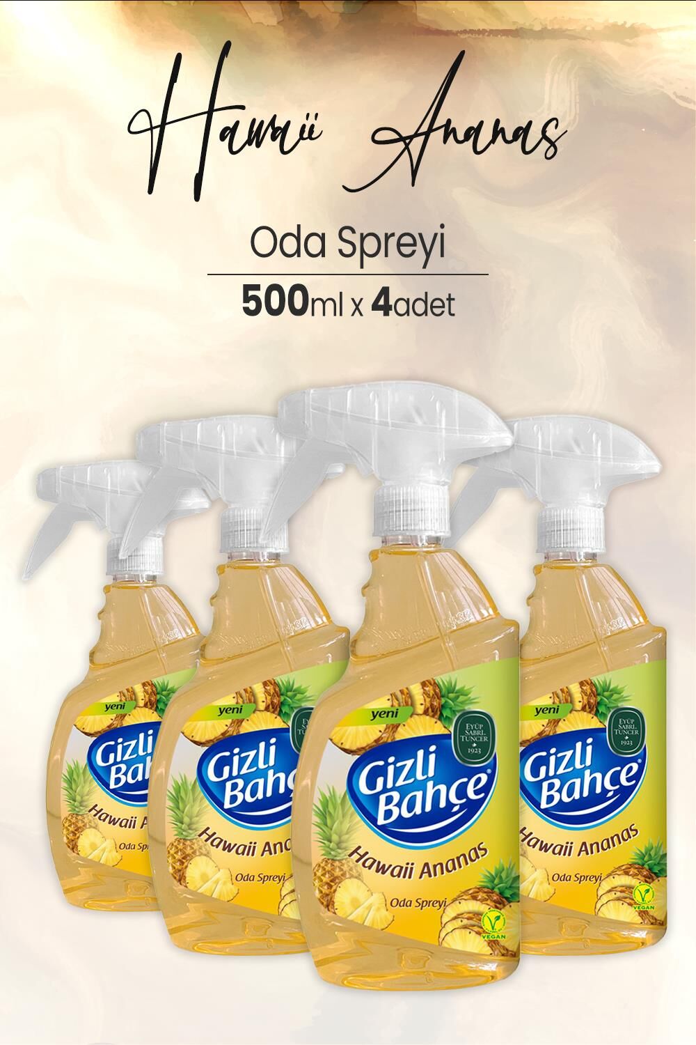 Eyüp Sabri Tuncer Yeni Nesil Oda Spreyi Hawaii Ananas 500 ml x 4 Adet