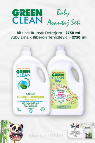 Green Clean Baby Biberon Temizleyici 2.75 kg, Bulaşık Deterjanı 2.75 kg ve ROSIE
