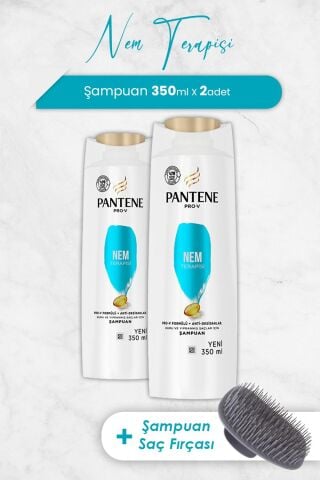 Pantene Şampuan Pro-V Nem Terapisi 350 ml x 2 Adet ve Şampuan Fırçası