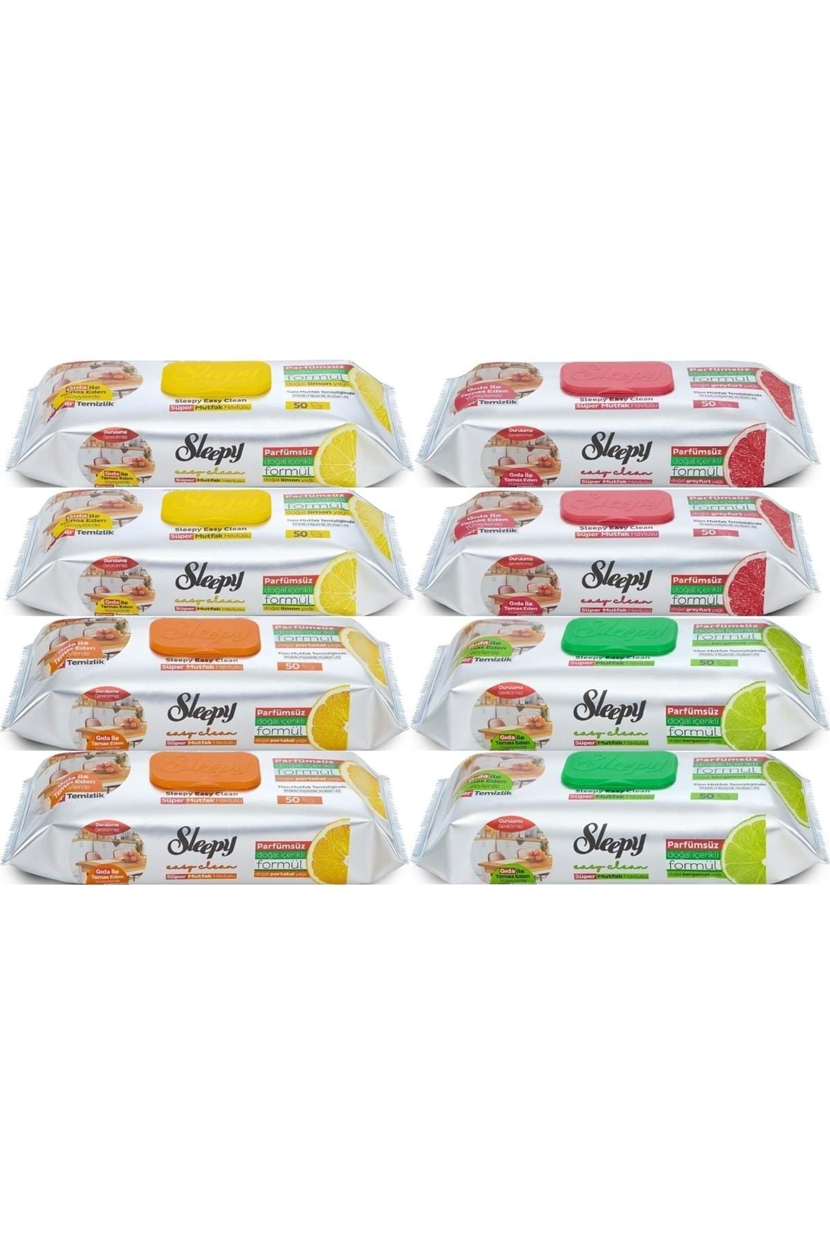 Sleepy Easy Clean Yüzey Temizlik Mutfak Havlusu 50 Yaprak Karma (8 Lİ SET)