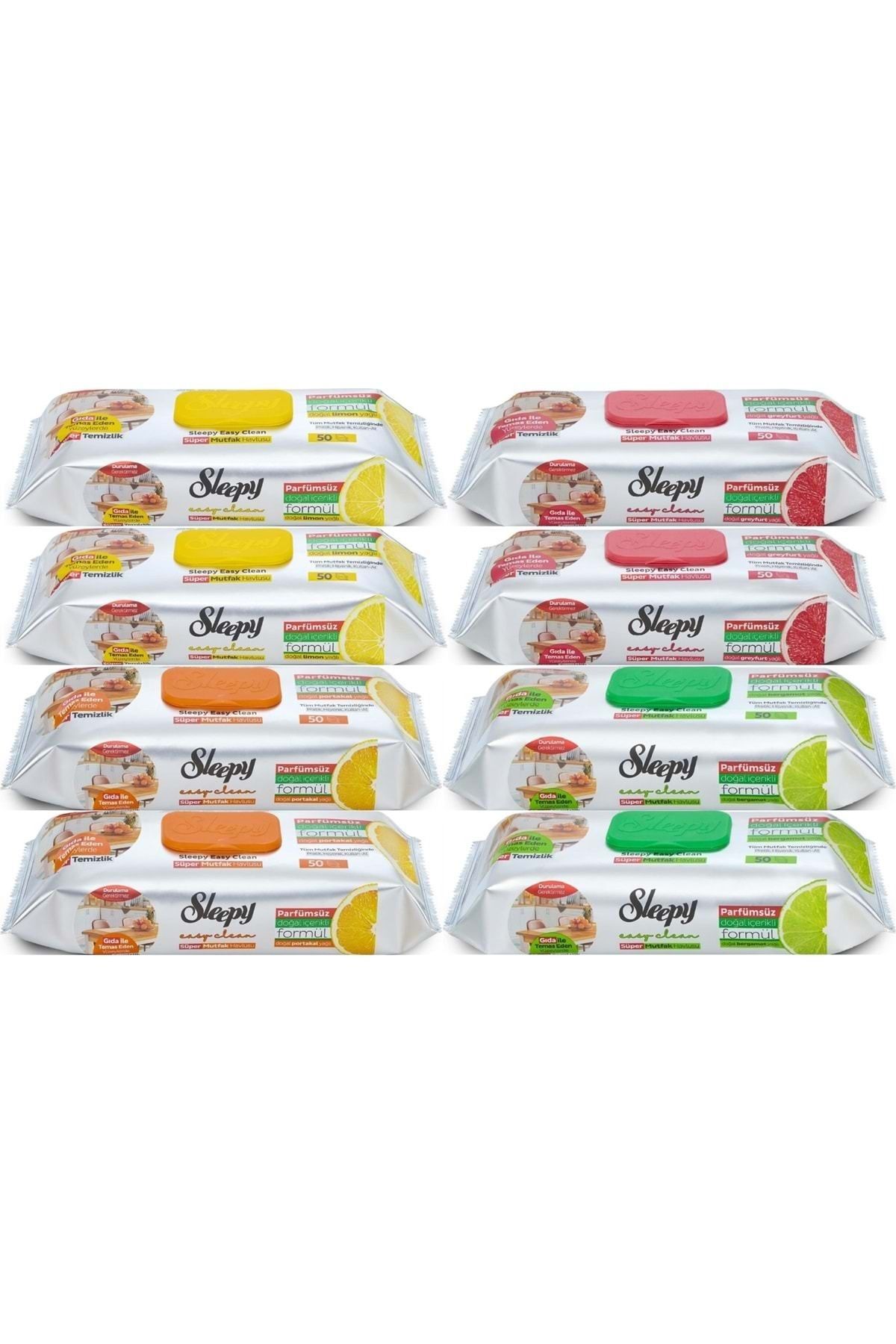 Sleepy Easy Clean Yüzey Temizlik Mutfak Havlusu 50 Yaprak Karma (8 Lİ SET)
