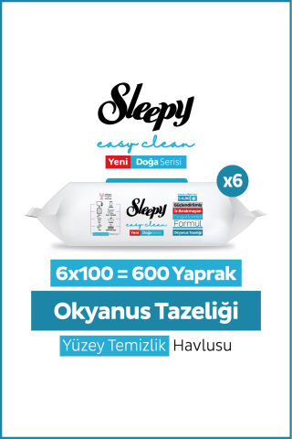 Sleepy Ocean Yüzey Temizlik Havlusu Mendili Okyanus Tazeliği 6x100 (600 Yaprak)