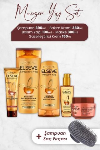 Elseve Mucizevi Yağ Saç Bakım Serisi 3 ve Şampuan Fırçası