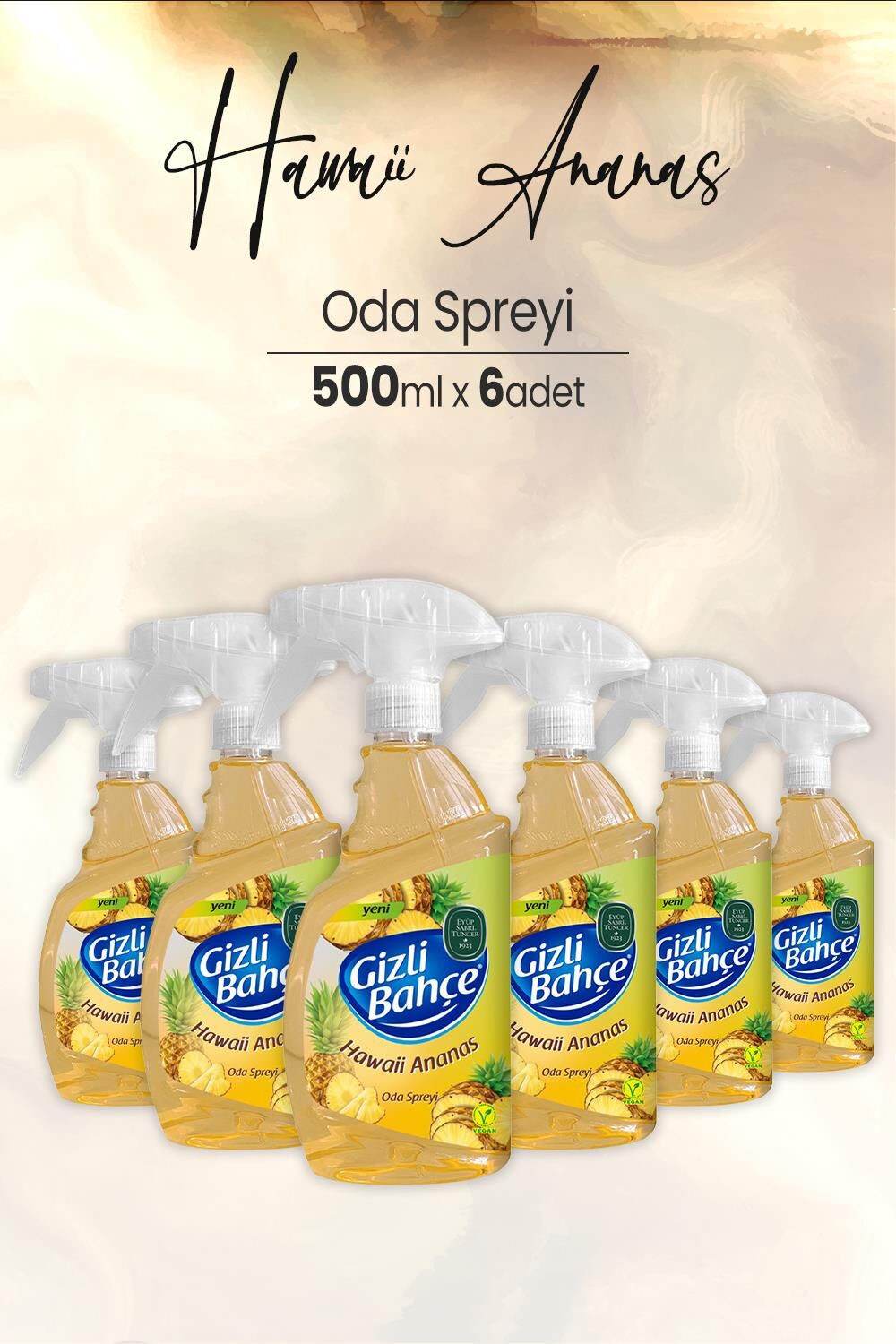 Eyüp Sabri Tuncer Yeni Nesil Oda Spreyi Hawaii Ananas 500 ml x 6 Adet